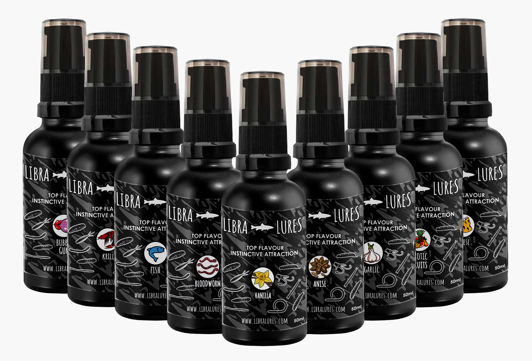 LIBRA LURES ATRAKTORY ZAPACHOWE 9 AROMATOW CEL INFORMACYJNY