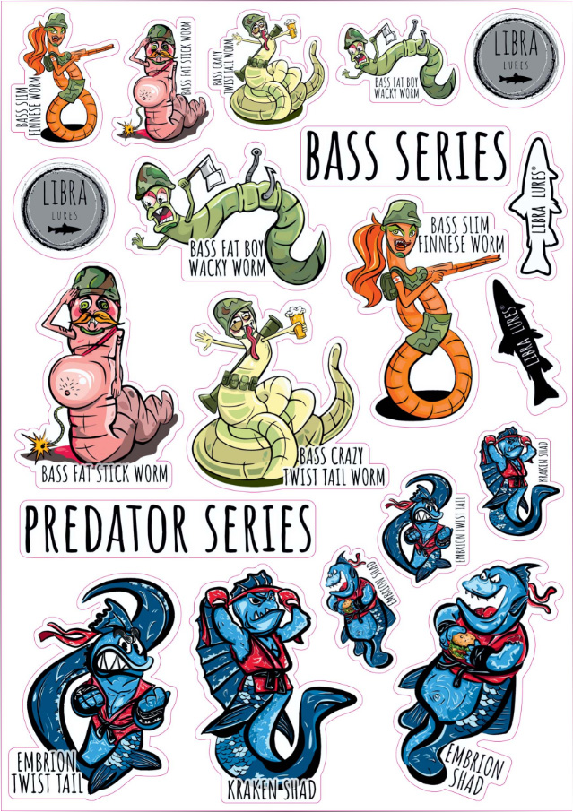 Libra lures naklejki Predator i Basst Series cel informacyjny
