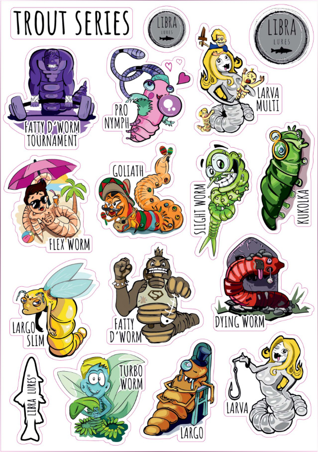 Libra lures naklejki Trout Series cel informacyjny