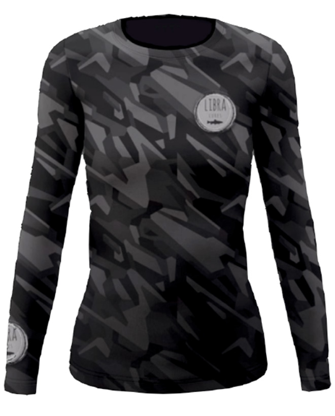 Przod Libra Lures koszulka z dlugim rekawem damska BLACK VERSION cel informacyjny